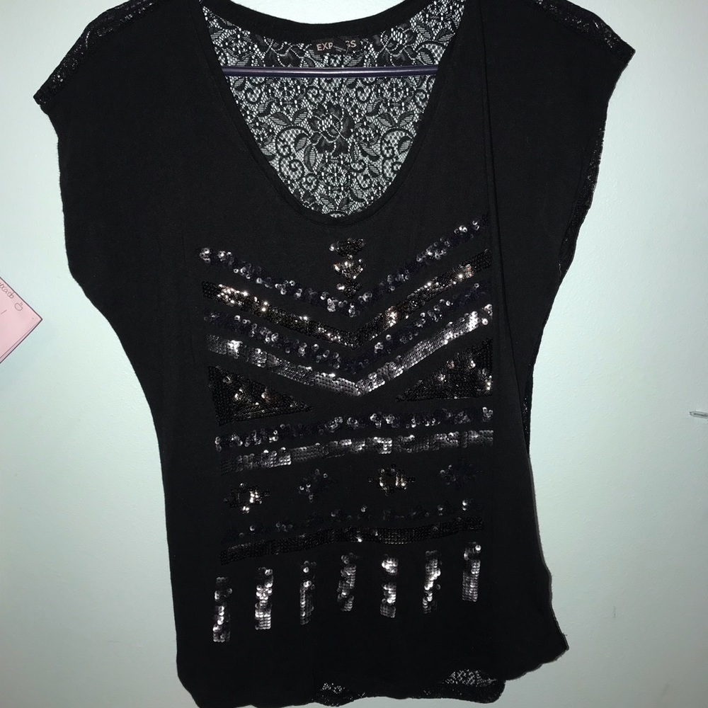 black top with lace back